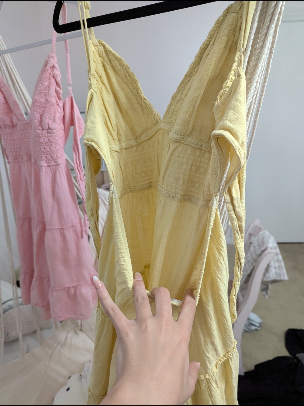 Altar'd State Pale Yellow Tiered Sundress